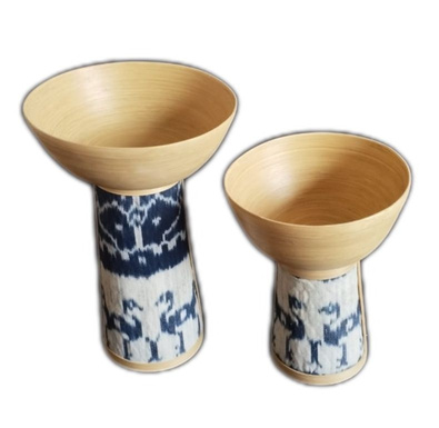 Koleksi Cita Tenun Indonesia Sumba Stand Bowl Set ukuran 22 x33 /20x25 cm