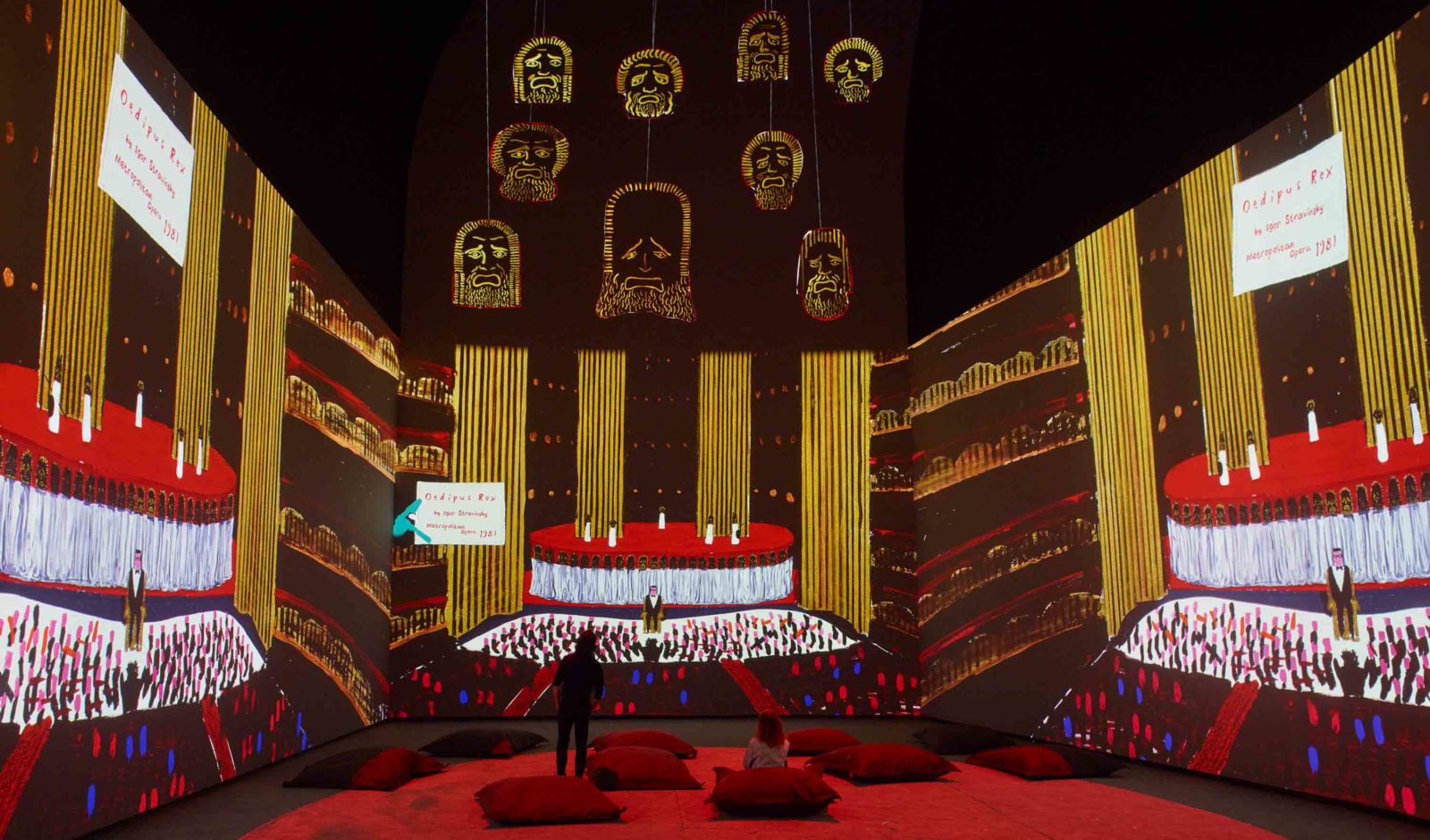 Tampak ruang instalasi video di pameran David Hockney 25