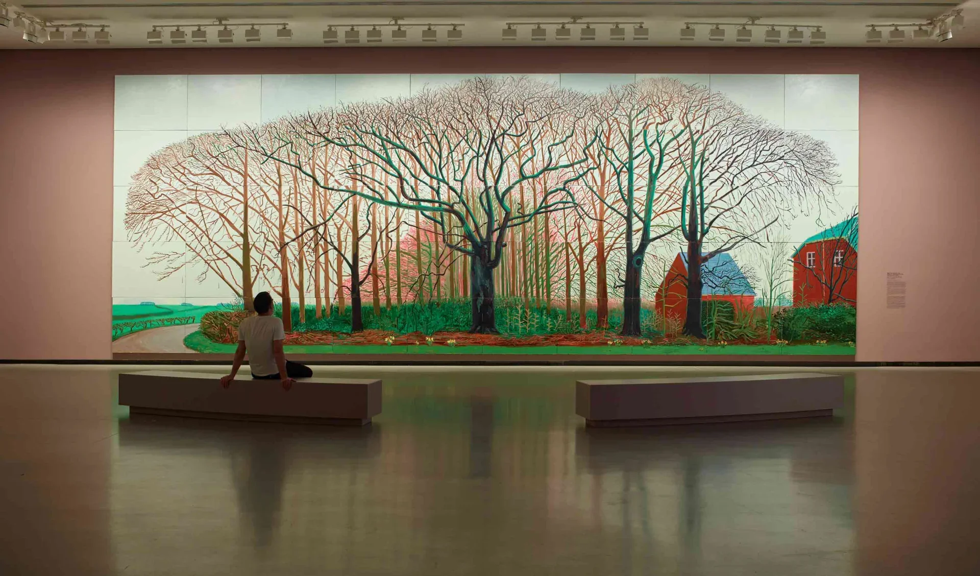 Tampak ruang instalasi video di pameran David Hockney 25